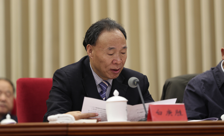 11月28日，白庚胜在中国作协八届十一次主席团会上宣读文件。