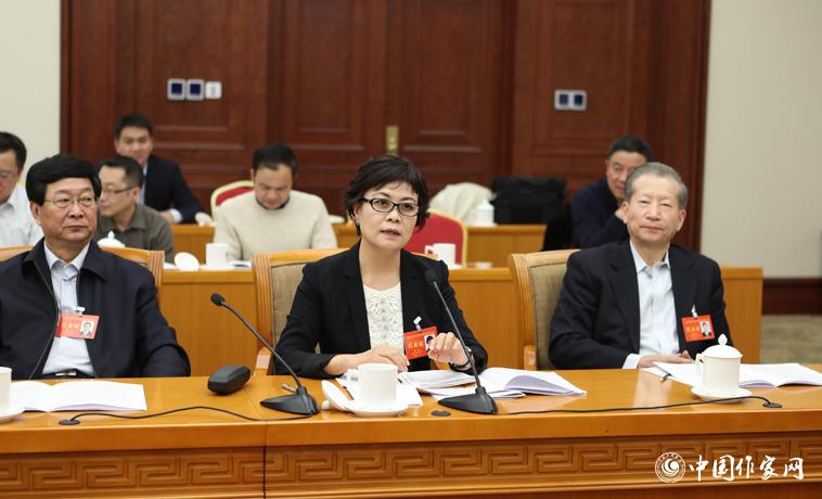 11月30日下午，铁凝在中国作协代表团分组讨论中发言。