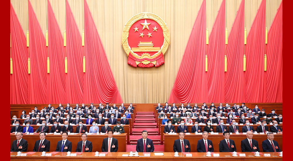 3月13日，第十四届全国人民代表大会第一次会议在北京人民大会堂闭幕。习近平等党和国家领导人在主席台就座。