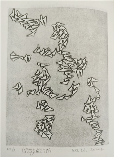 吉赛尔作于1966年的铜版画《睡眠细胞》