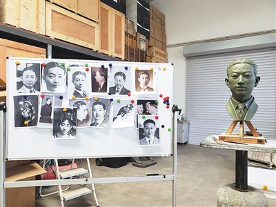 “梅兰芳孪生数字人”建模用到的梅兰芳照片与雕塑；