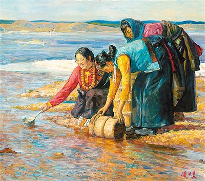 　打水的姑娘们（油画） 　　潘义奎