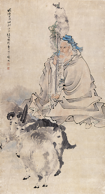 苏武牧羊图轴（中国画）　任伯年  清华大学艺术博物馆藏