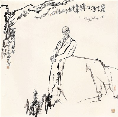 　雷婆头峰寿者（中国画）  　　吴永良