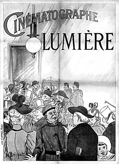 绘于1896年的海报显示了早期巴黎电影放映的盛况。资料图片
