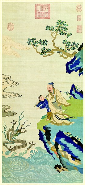 竹杖化龙图 为明代缂丝作品。缂丝，又称“刻丝”，是中国传统丝绸艺术品中的精华。