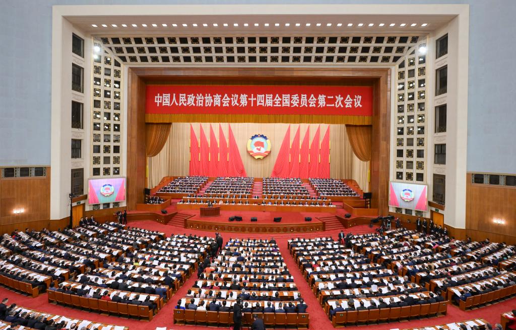 3月4日，中国人民政治协商会议第十四届全国委员会第二次会议在北京人民大会堂开幕。新华社记者 李贺 摄