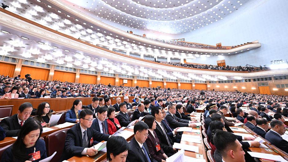 3月4日，中国人民政治协商会议第十四届全国委员会第二次会议在北京人民大会堂开幕。新华社记者 谢环驰 摄