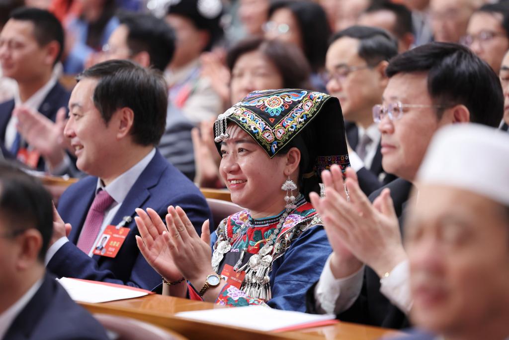 3月11日，第十四届全国人民代表大会第二次会议在北京人民大会堂举行闭幕会。新华社记者 姚大伟 摄