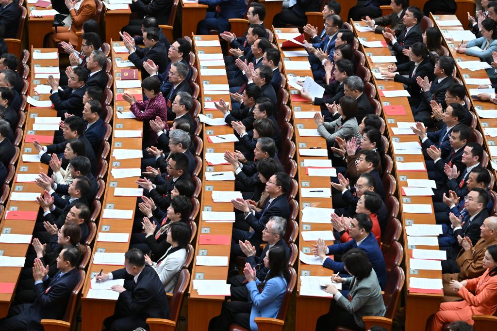 3月11日，第十四届全国人民代表大会第二次会议在北京人民大会堂举行闭幕会。新华社记者 李鑫 摄