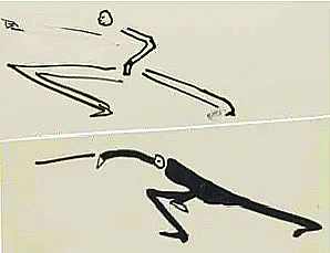 卡夫卡所画的两个不同版本的击剑者