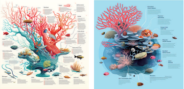 中央美院师生借助人工智能技术设计的海洋科普插画