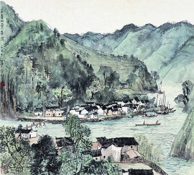 家家都在画屏中（中国画） 李可染 北京画院供图