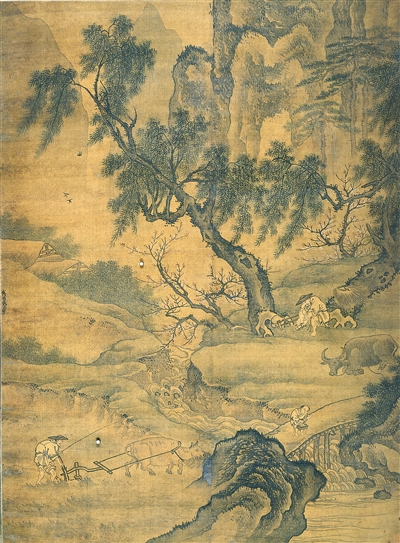 中国画《春耕图》，作者明代戴进。 　　浙江省博物馆藏