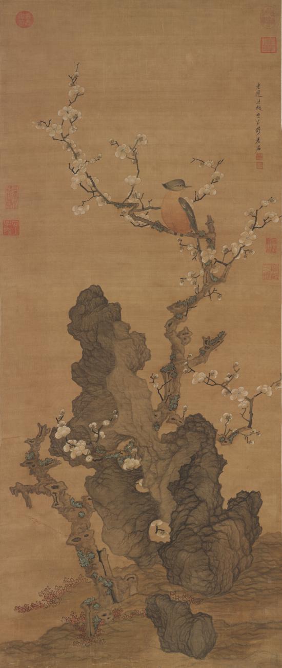 明 陈洪绶《画梅花山鸟》轴 台北故宫博物院藏