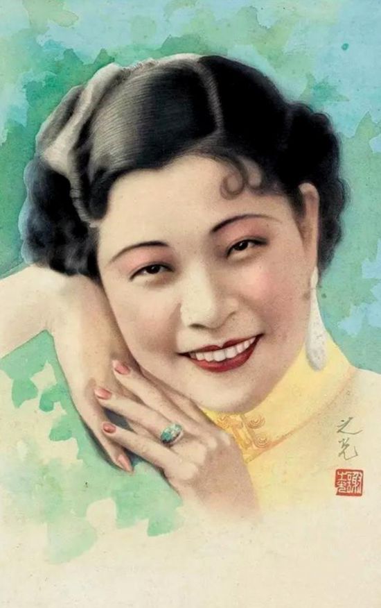 张信哲收藏的月份牌原作，谢之光以演员胡蝶为模特而创作的美女肖像