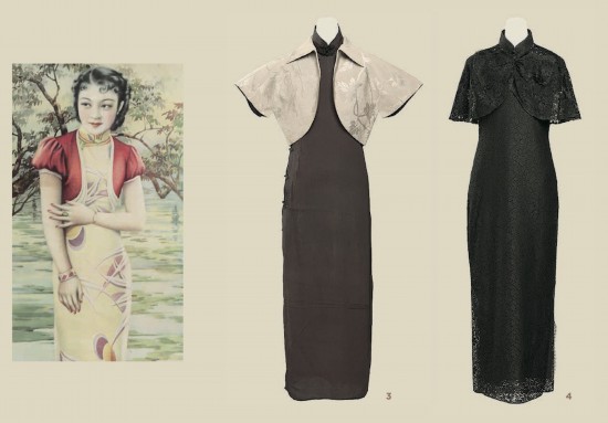 《民·潮——月份牌图像史》 中月份牌画稿和相对应的旗袍服饰