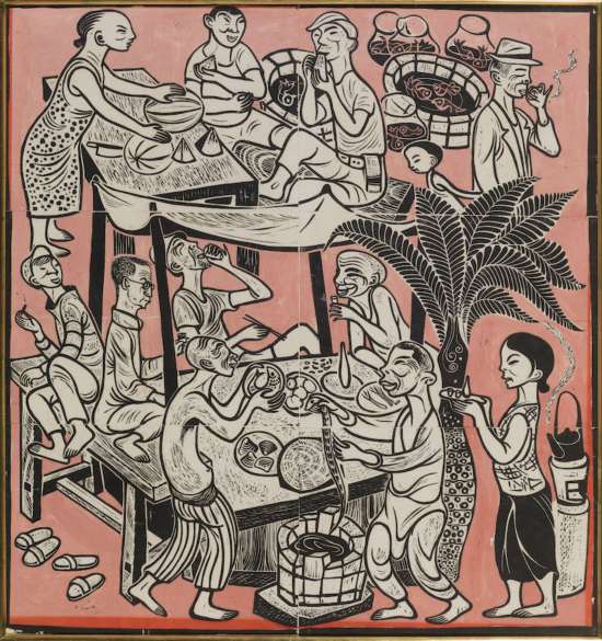 黄永玉 《台湾食摊》 38×36cm 1948年