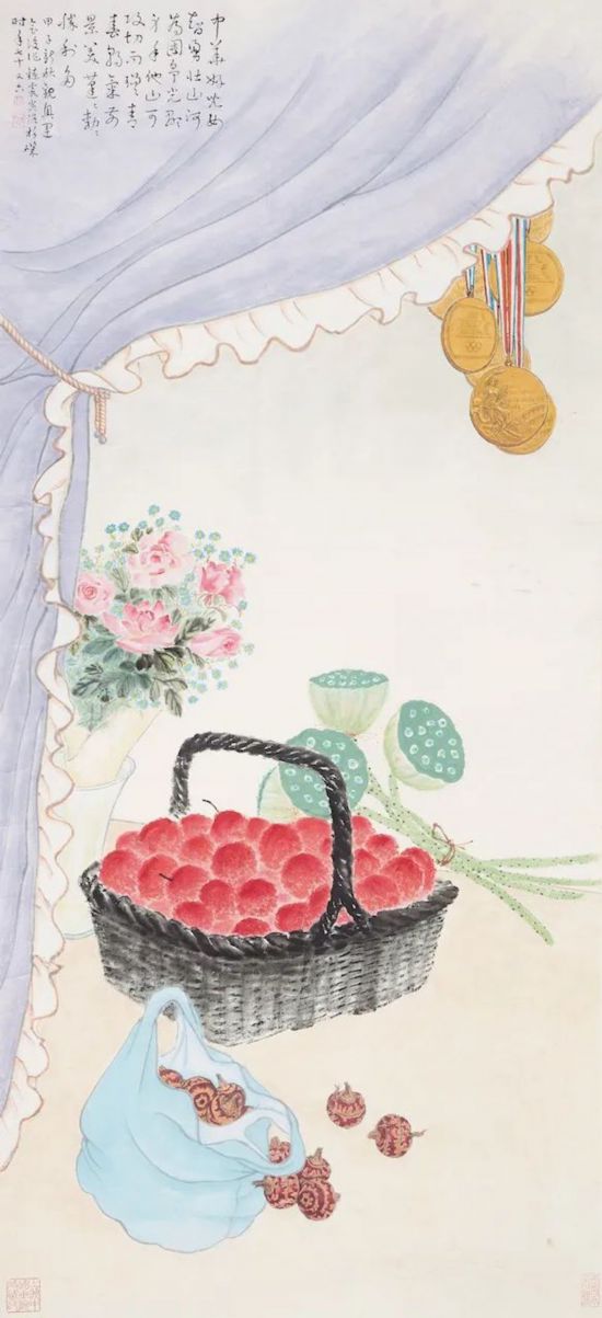 周鍊霞《硕果》130.5×59cm 中国画 1984年 上海中国画院藏