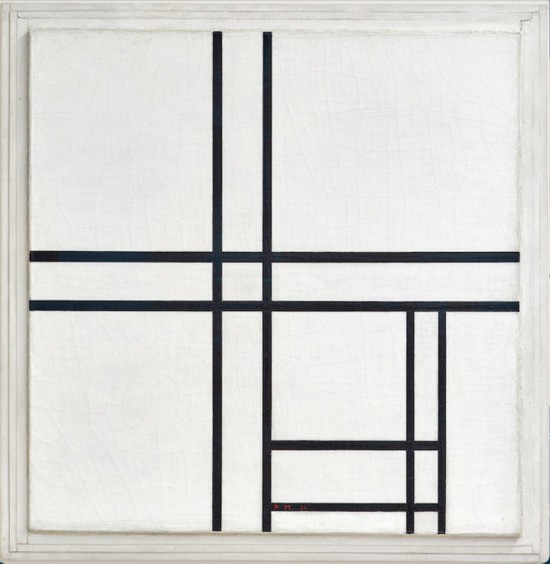 蒙德里安，《黑白双线构成》，1934年，布面油画，瑞士私人藏（贝耶勒基金会展品）