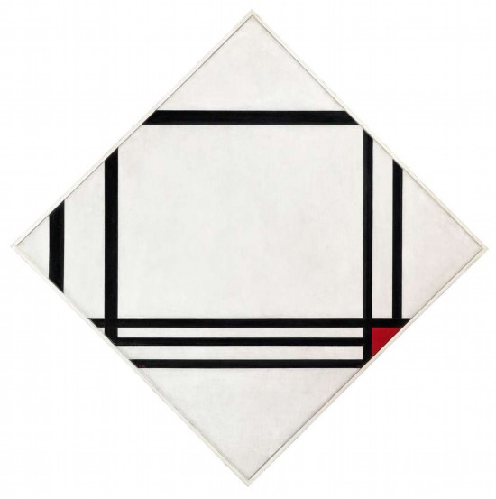 蒙德里安，《八条线红色矩形的菱形构成》，1938年，布面油画，贝耶勒基金会藏（贝耶勒基金会展品）