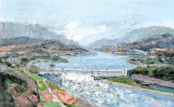 三峡大坝(油画) 杨明清 作