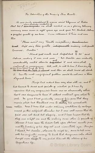 柯南·道尔《失踪的中卫》手稿