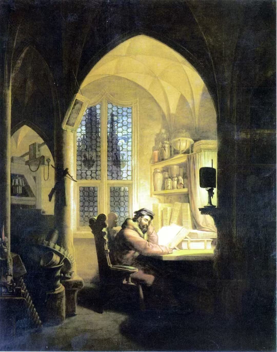 《浮士德在书斋》,1829年,Georg Friedrich Kersting